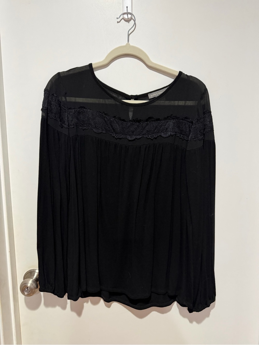 Kate & Mallory Black Lace Long-Sleeve Blouse